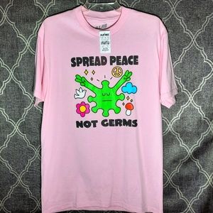 2/$20 Men's Tees A-LAB pink NWT 'Spread Peace' Short Sleeve Shirt medium